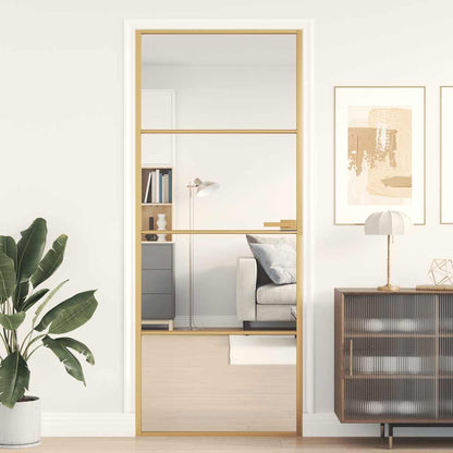Porta Interni Sottile Oro 83x201,5cm Vetro Temperato Alluminio | homemem39