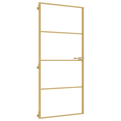 Porta Interni Sottile Oro 93x201,5cm Vetro Temperato Alluminio | homemem39