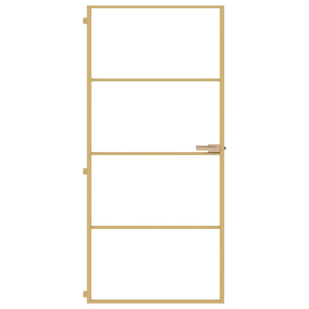 Porta Interni Sottile Oro 93x201,5cm Vetro Temperato Alluminio | homemem39