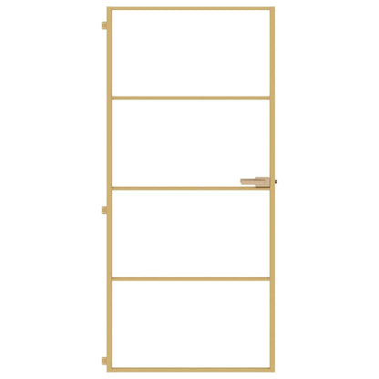 Porta Interni Sottile Oro 93x201,5cm Vetro Temperato Alluminio | homemem39