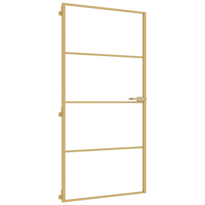 Porta Interni Sottile Oro 102,5x201,5 Vetro Temperato Alluminio | homemem39