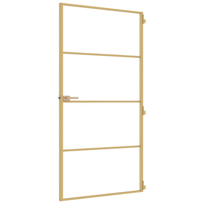 Porta Interni Sottile Oro 102,5x201,5 Vetro Temperato Alluminio | homemem39