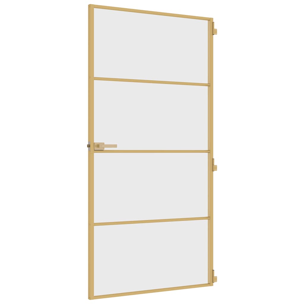 Porta Interni Sottile Oro 102,5x201,5 Vetro Temperato Alluminio - homemem39