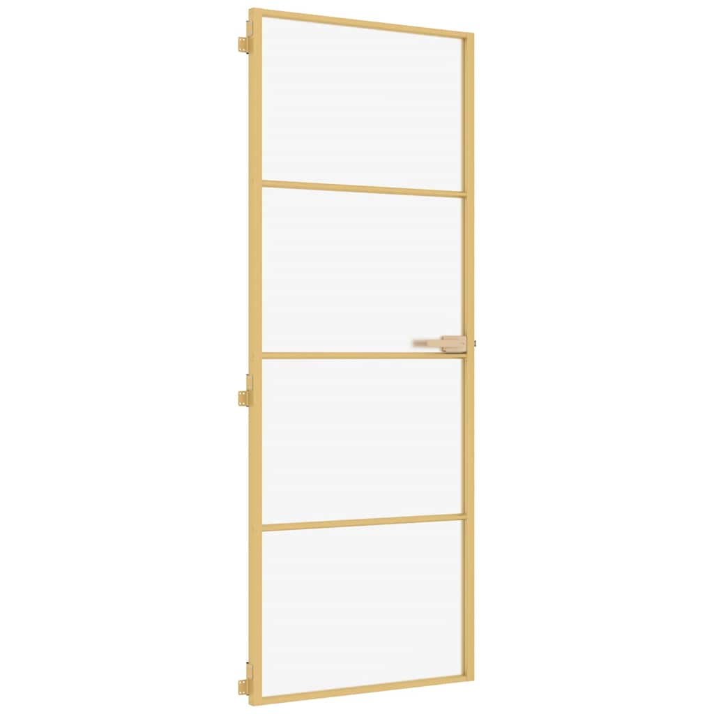 Porta Interni Sottile Oro 76x201,5cm Vetro Temperato Alluminio | homemem39