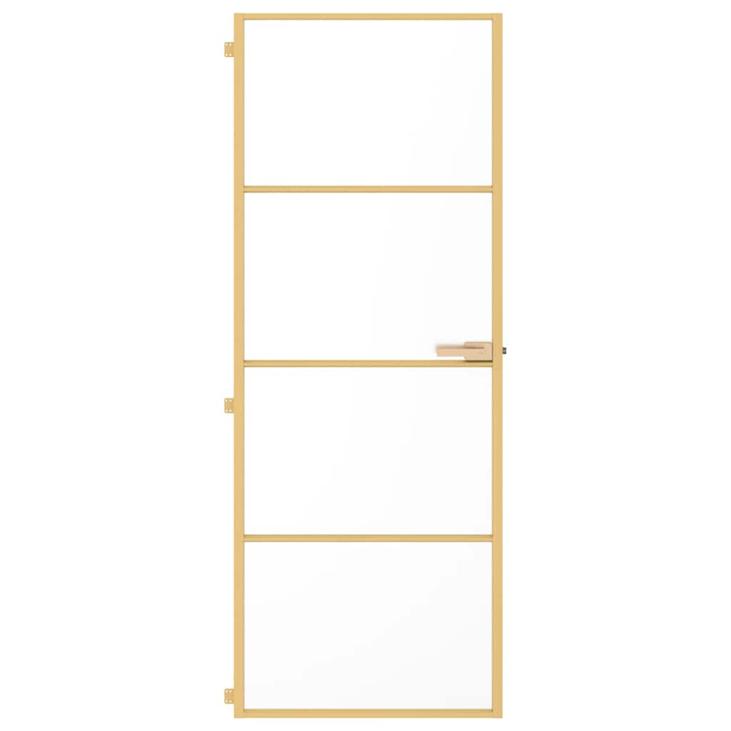 Porta Interni Sottile Oro 76x201,5cm Vetro Temperato Alluminio | homemem39