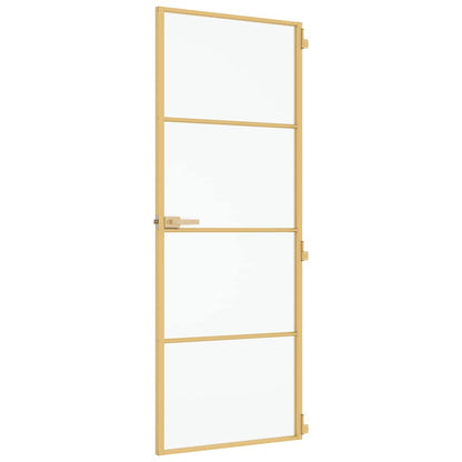 Porta Interni Sottile Oro 76x201,5cm Vetro Temperato Alluminio | homemem39