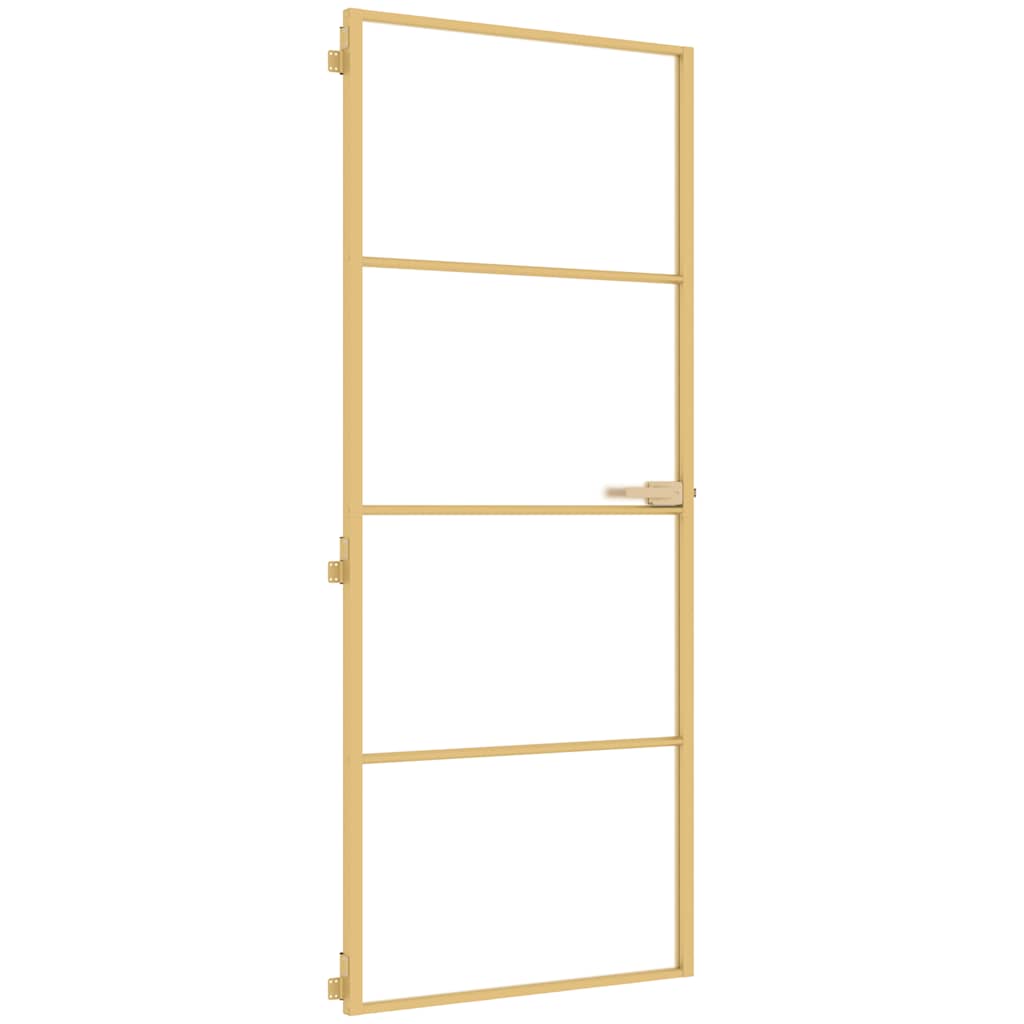 Porta Interni Sottile Oro 83x201,5cm Vetro Temperato Alluminio