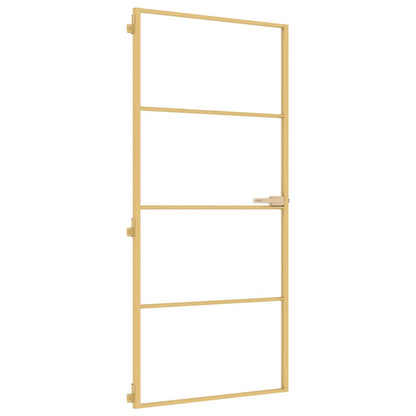 Porta Interni Sottile Oro 93x201,5cm Vetro Temperato Alluminio | homemem39