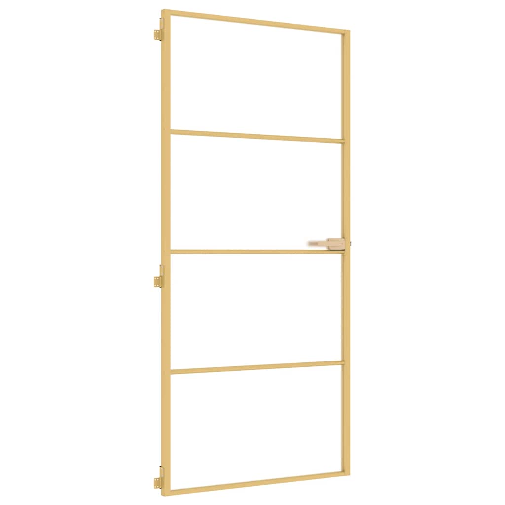 Porta Interni Sottile Oro 93x201,5cm Vetro Temperato Alluminio - homemem39