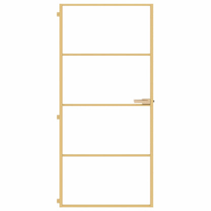 Porta Interni Sottile Oro 93x201,5cm Vetro Temperato Alluminio | homemem39