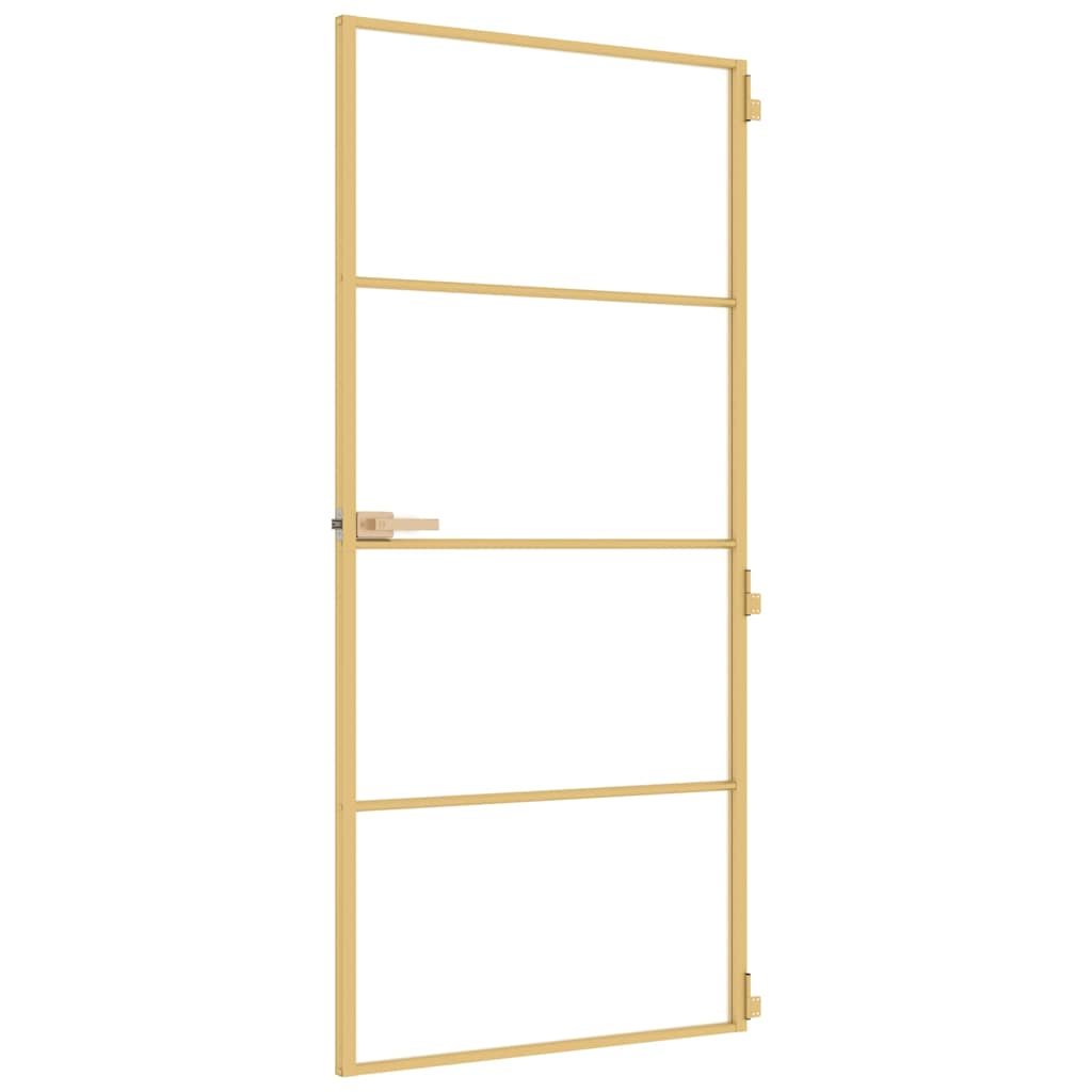 Porta Interni Sottile Oro 93x201,5cm Vetro Temperato Alluminio - homemem39