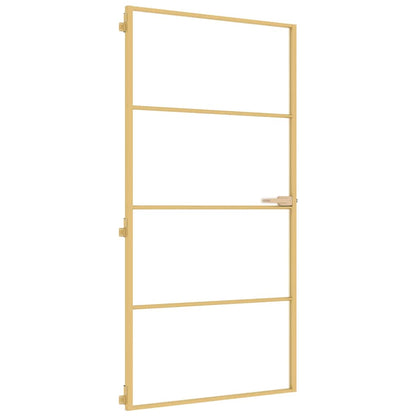 Porta Interni Sottile Oro 102,5x201,5 Vetro Temperato Alluminio | homemem39