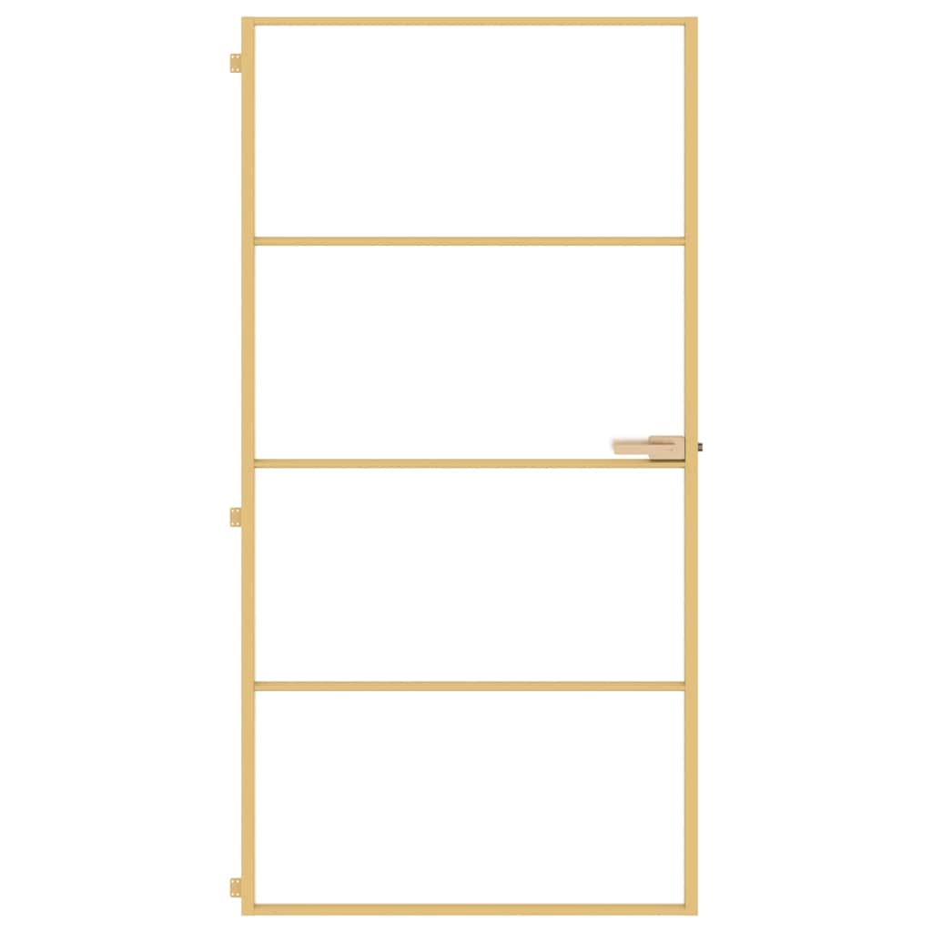 Porta Interni Sottile Oro 102,5x201,5 Vetro Temperato Alluminio | homemem39