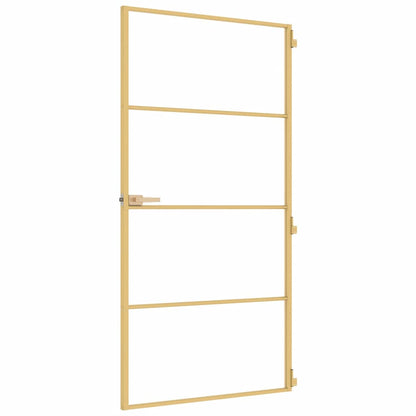 Porta Interni Sottile Oro 102,5x201,5 Vetro Temperato Alluminio | homemem39