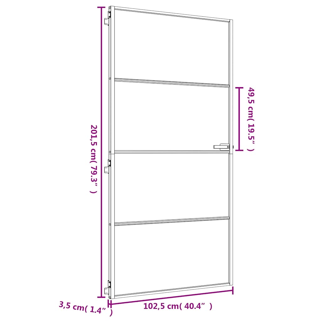 Porta Interni Sottile Oro 102,5x201,5 Vetro Temperato Alluminio | homemem39