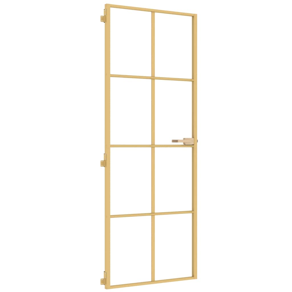 Porta Interni Sottile Oro 76x201,5cm Vetro Temperato Alluminio