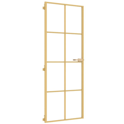 Porta Interni Sottile Oro 76x201,5cm Vetro Temperato Alluminio