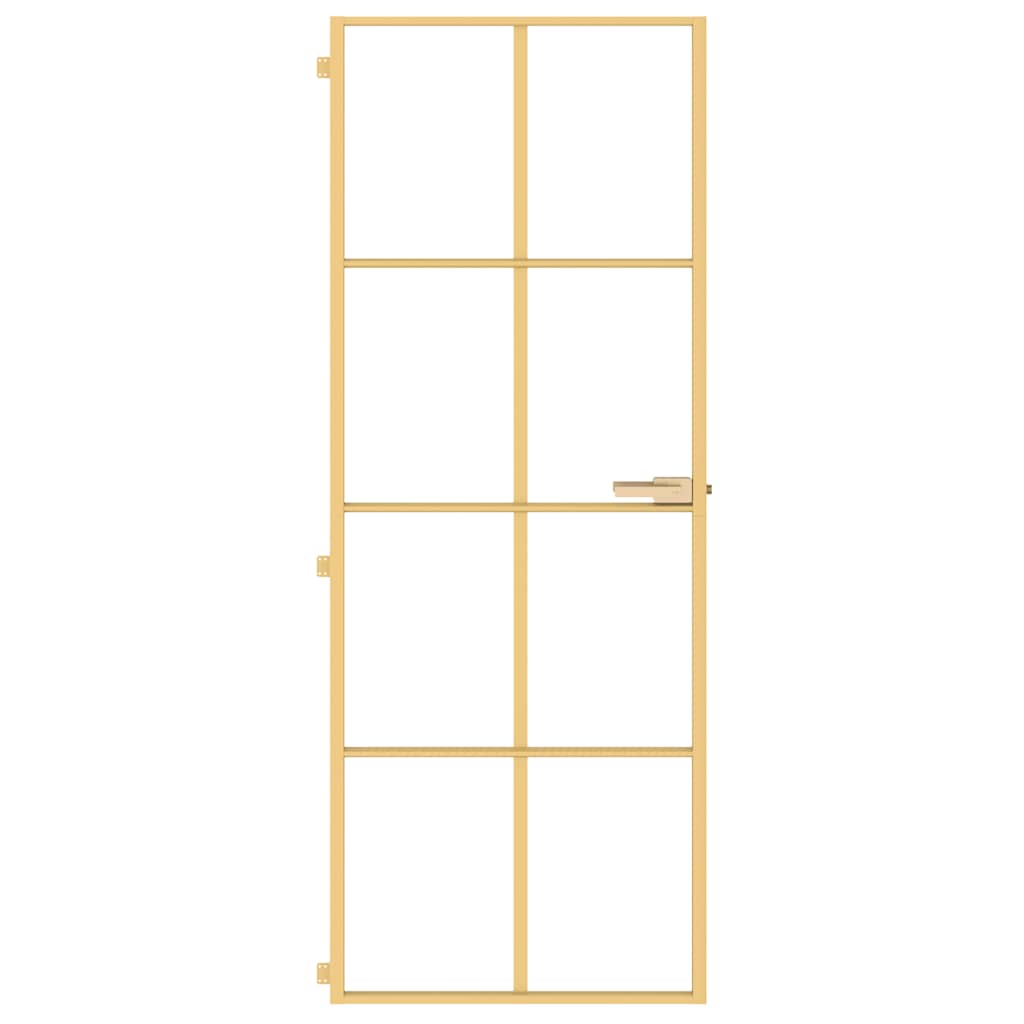 Porta Interni Sottile Oro 76x201,5cm Vetro Temperato Alluminio