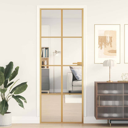 Porta Interni Sottile Oro 76x201,5cm Vetro Temperato Alluminio