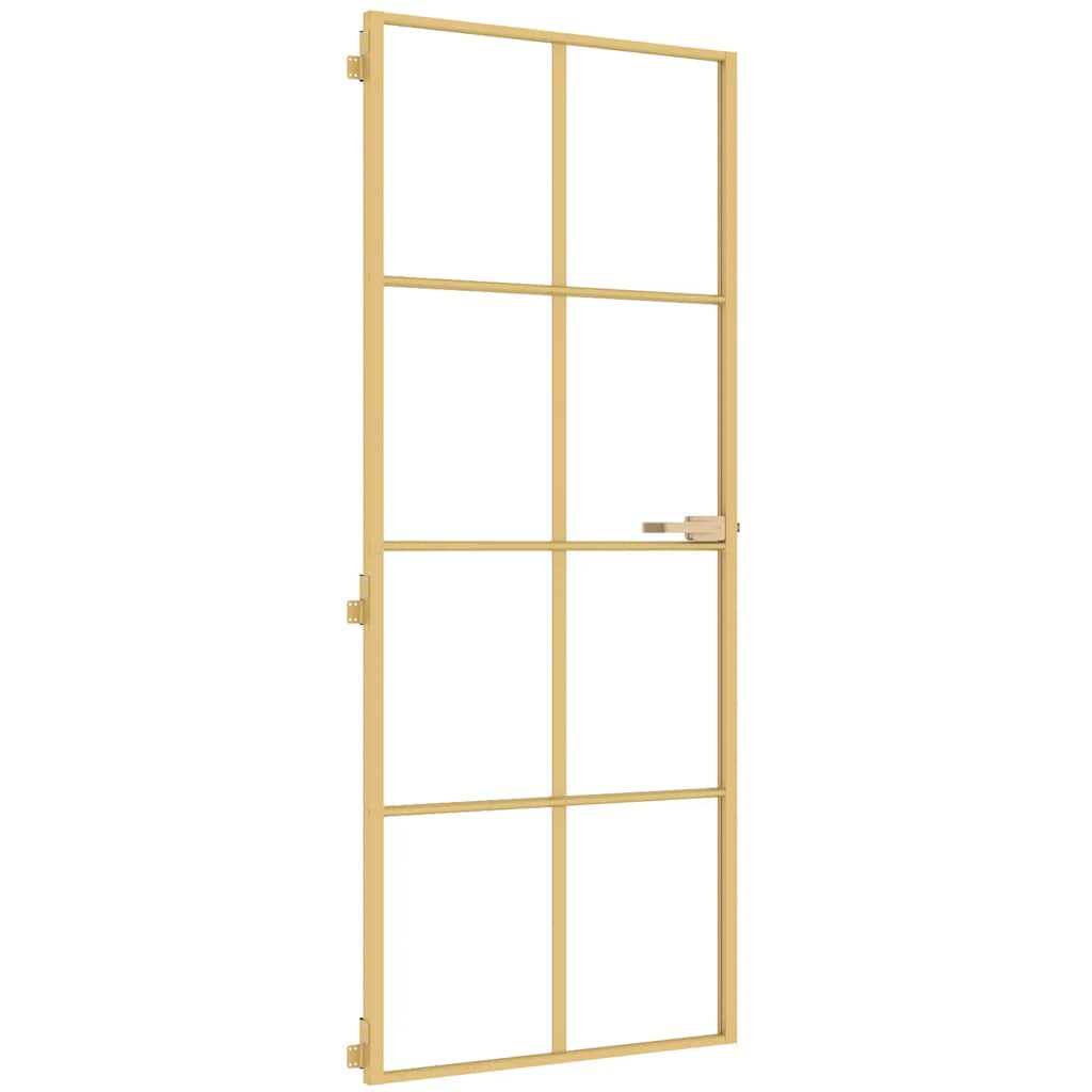 Porta Interni Sottile Oro 83x201,5cm Vetro Temperato Alluminio | homemem39