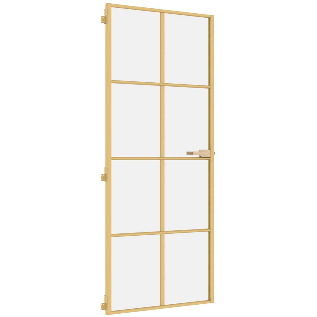 Porta Interni Sottile Oro 83x201,5cm Vetro Temperato Alluminio - homemem39