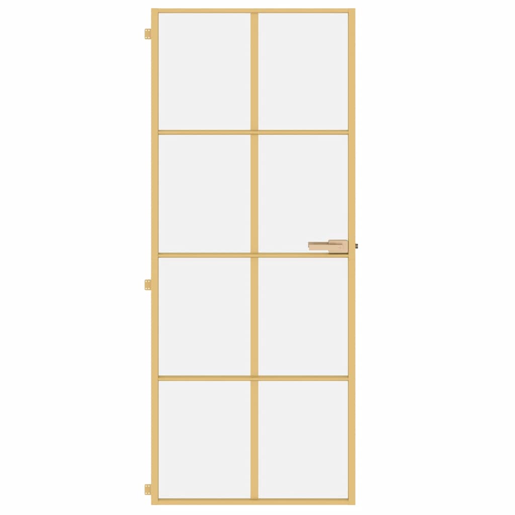 Porta Interni Sottile Oro 83x201,5cm Vetro Temperato Alluminio - homemem39