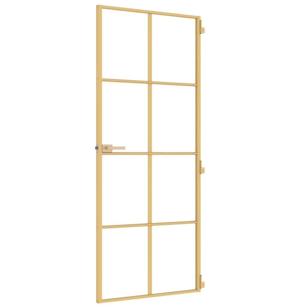 Porta Interni Sottile Oro 83x201,5cm Vetro Temperato Alluminio | homemem39