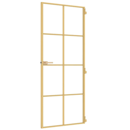 Porta Interni Sottile Oro 83x201,5cm Vetro Temperato Alluminio | homemem39