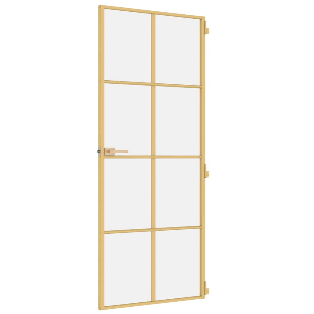 Porta Interni Sottile Oro 83x201,5cm Vetro Temperato Alluminio - homemem39