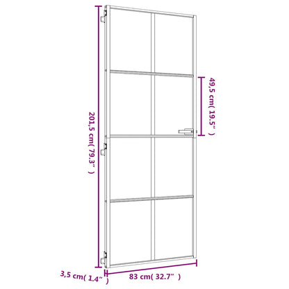Porta Interni Sottile Oro 83x201,5cm Vetro Temperato Alluminio | homemem39