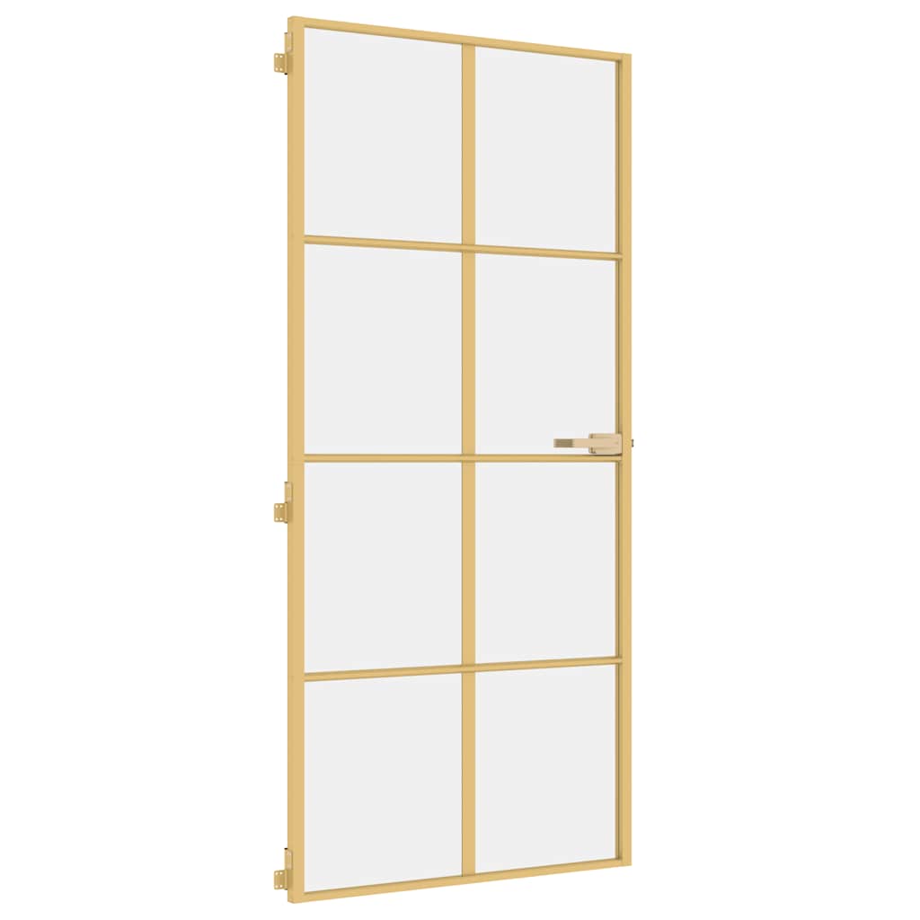 Porta Interni Sottile Oro 93x201,5cm Vetro Temperato Alluminio