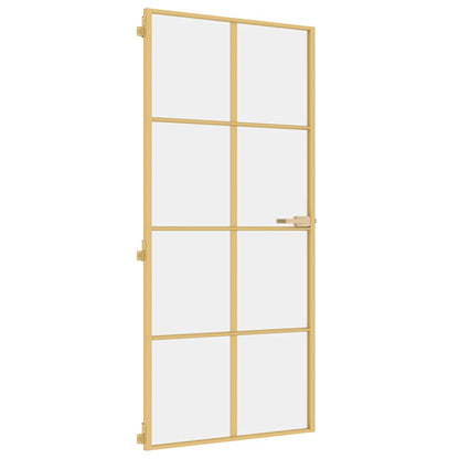 Porta Interni Sottile Oro 93x201,5cm Vetro Temperato Alluminio