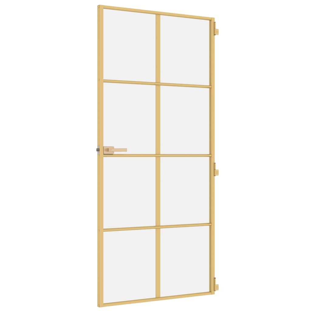 Porta Interni Sottile Oro 93x201,5cm Vetro Temperato Alluminio