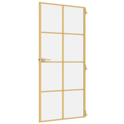Porta Interni Sottile Oro 93x201,5cm Vetro Temperato Alluminio