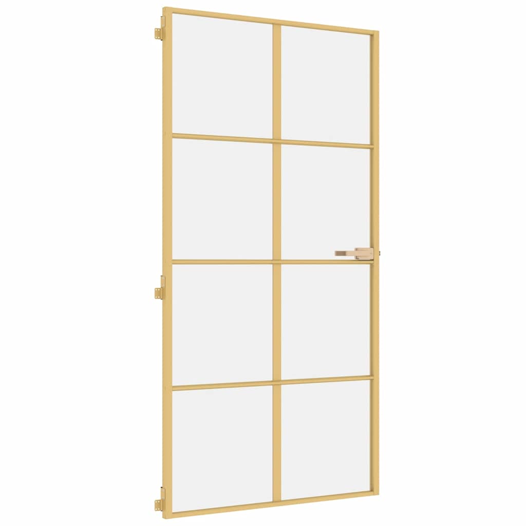 Porta Interni Sottile Oro 102,5x201,5 Vetro Temperato Alluminio - homemem39