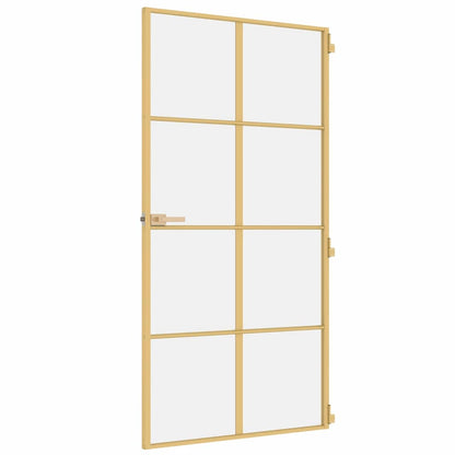 Porta Interni Sottile Oro 102,5x201,5 Vetro Temperato Alluminio - homemem39