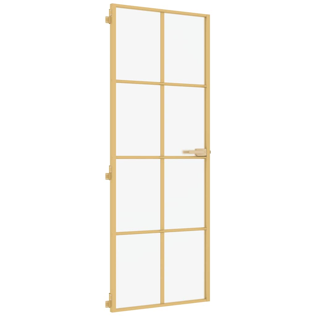 Porta Interni Sottile Oro 76x201,5cm Vetro Temperato Alluminio | homemem39