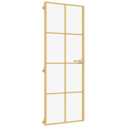 Porta Interni Sottile Oro 76x201,5cm Vetro Temperato Alluminio | homemem39