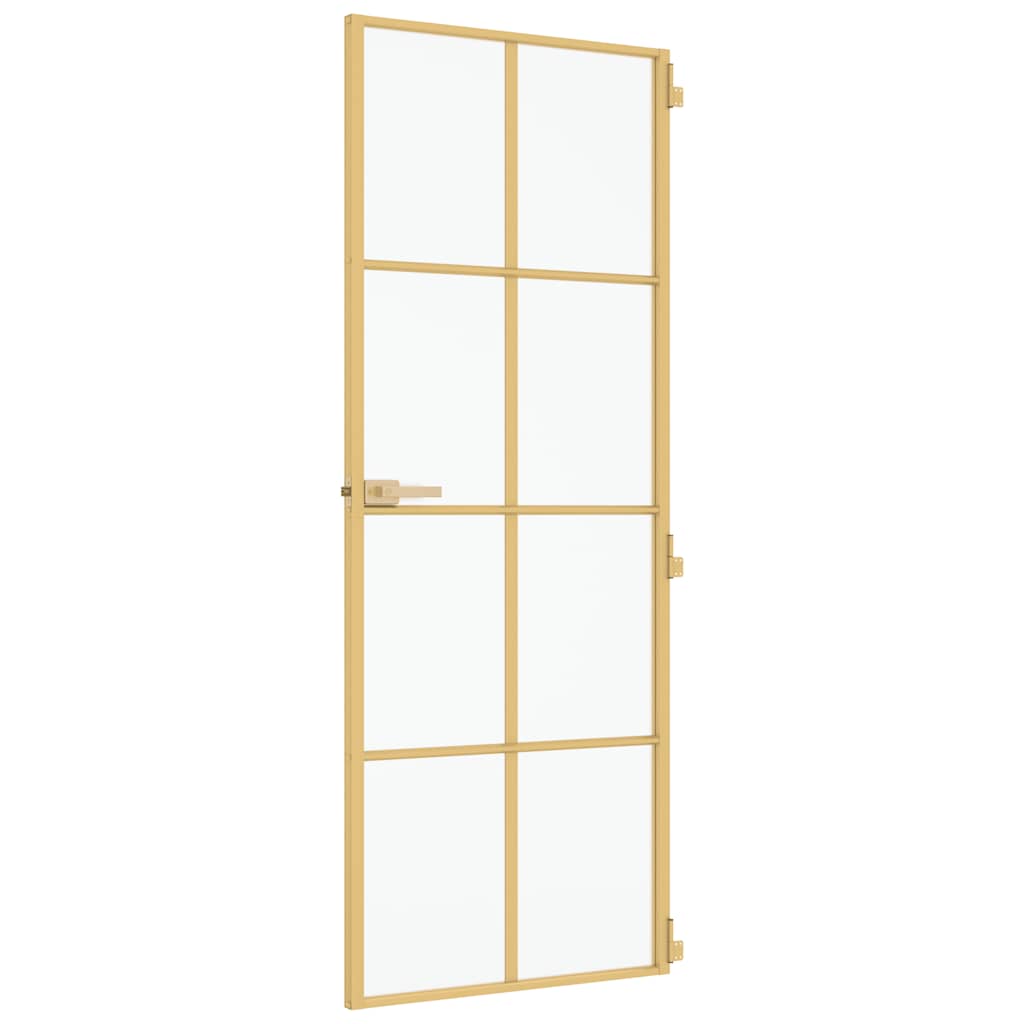 Porta Interni Sottile Oro 76x201,5cm Vetro Temperato Alluminio | homemem39