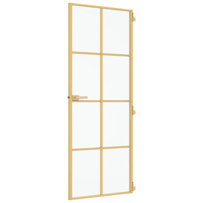 Porta Interni Sottile Oro 76x201,5cm Vetro Temperato Alluminio | homemem39