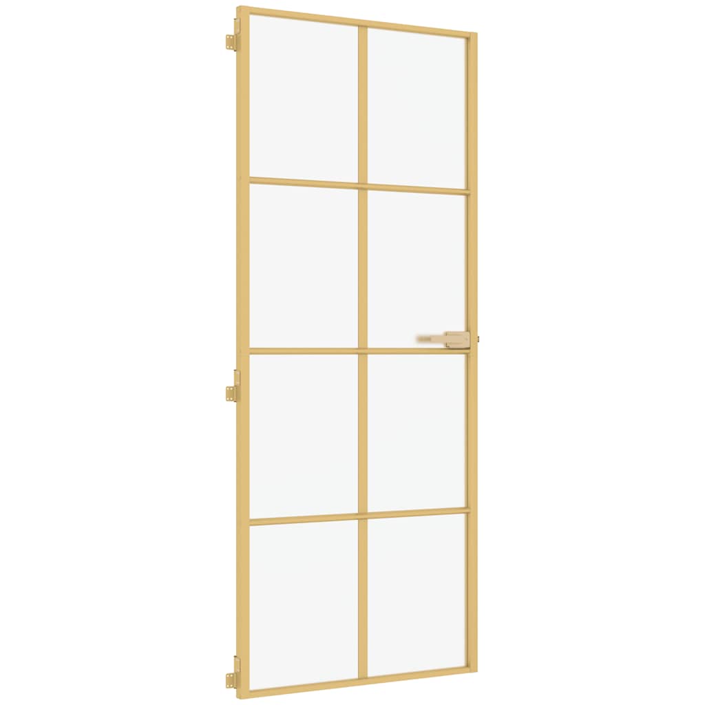 Porta Interni Sottile Oro 83x201,5cm Vetro Temperato Alluminio