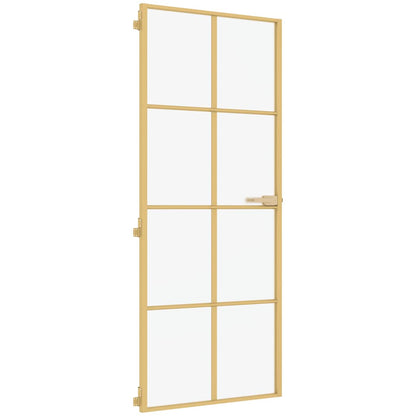 Porta Interni Sottile Oro 83x201,5cm Vetro Temperato Alluminio