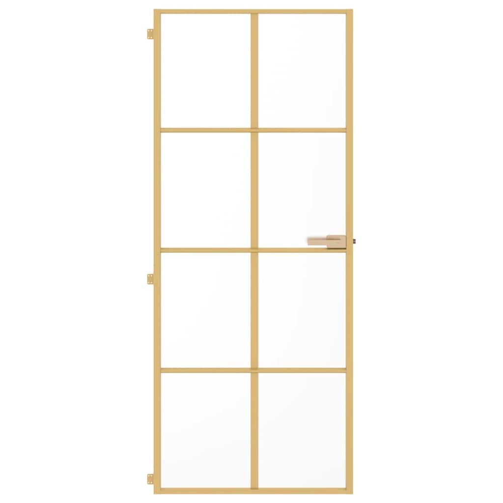 Porta Interni Sottile Oro 83x201,5cm Vetro Temperato Alluminio