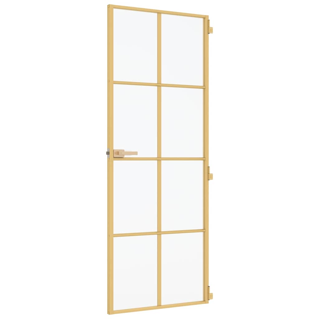 Porta Interni Sottile Oro 83x201,5cm Vetro Temperato Alluminio
