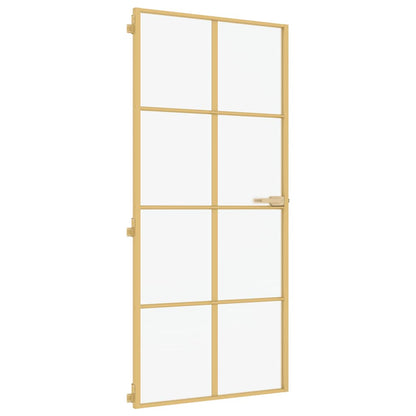 Porta Interni Sottile Oro 93x201,5cm Vetro Temperato Alluminio | homemem39