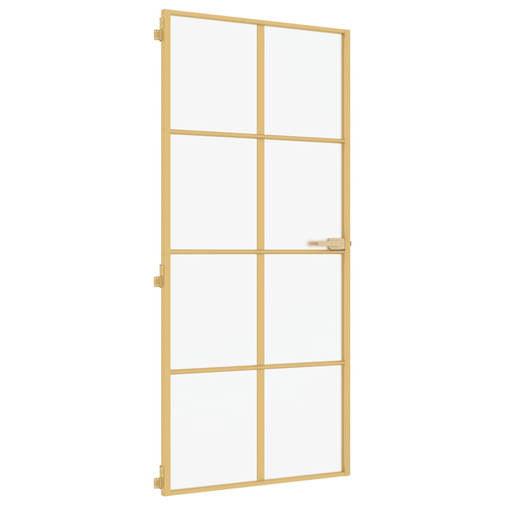 Porta Interni Sottile Oro 93x201,5cm Vetro Temperato Alluminio - homemem39