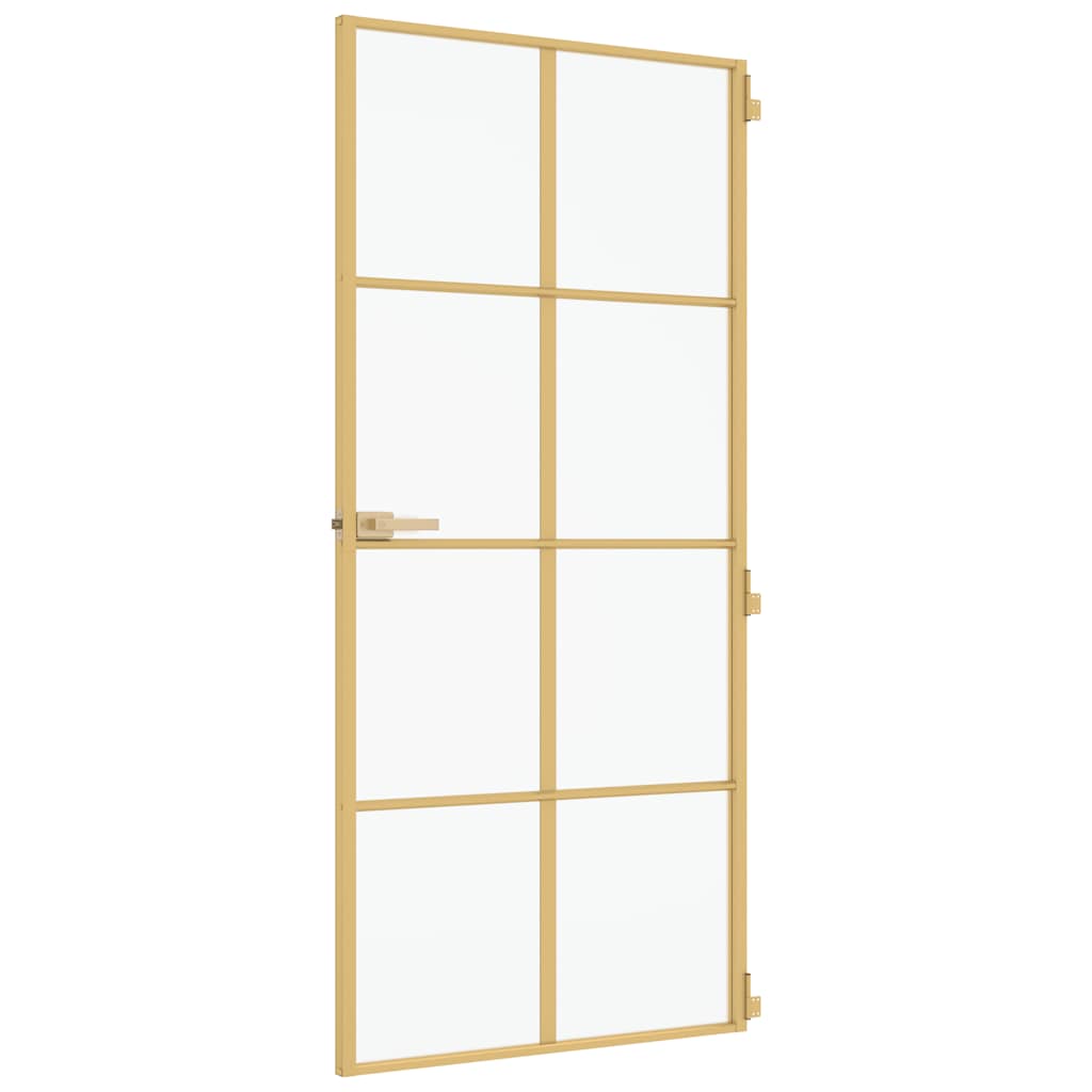 Porta Interni Sottile Oro 93x201,5cm Vetro Temperato Alluminio | homemem39
