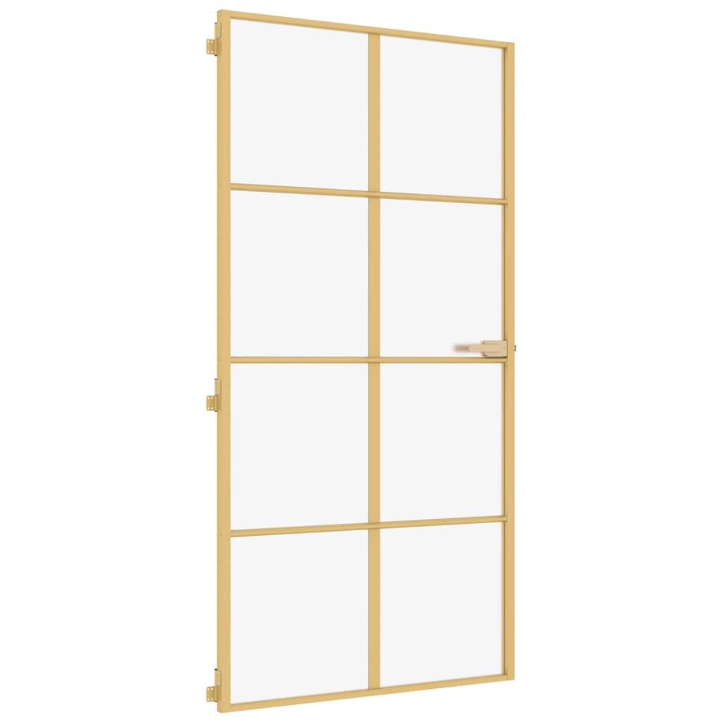 Porta Interni Sottile Oro 102,5x201,5 Vetro Temperato Alluminio - homemem39