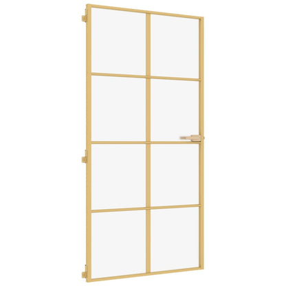 Porta Interni Sottile Oro 102,5x201,5 Vetro Temperato Alluminio - homemem39