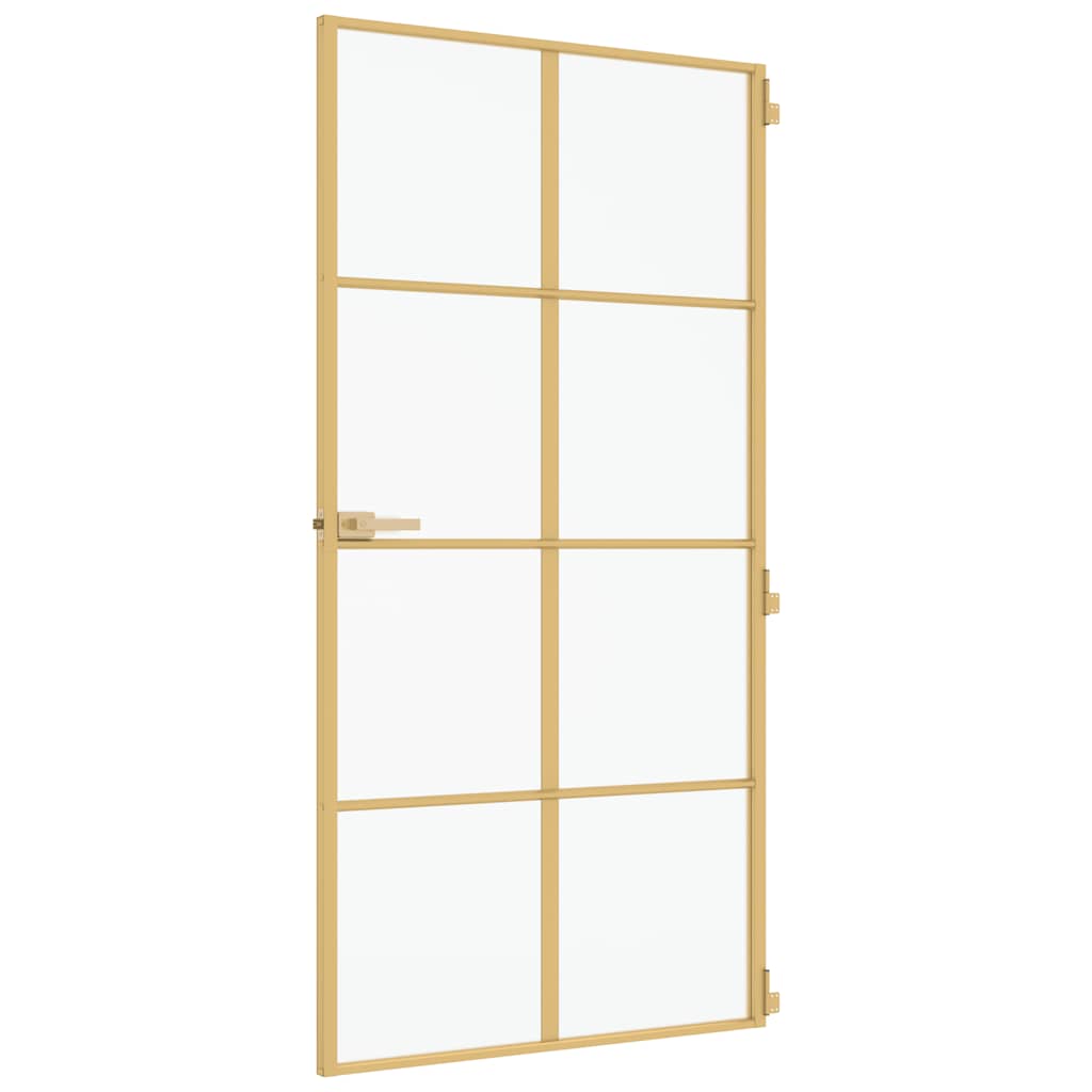 Porta Interni Sottile Oro 102,5x201,5 Vetro Temperato Alluminio - homemem39